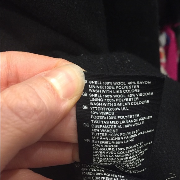 H & M black Wool blend coat size 2 - Picture 6 of 7